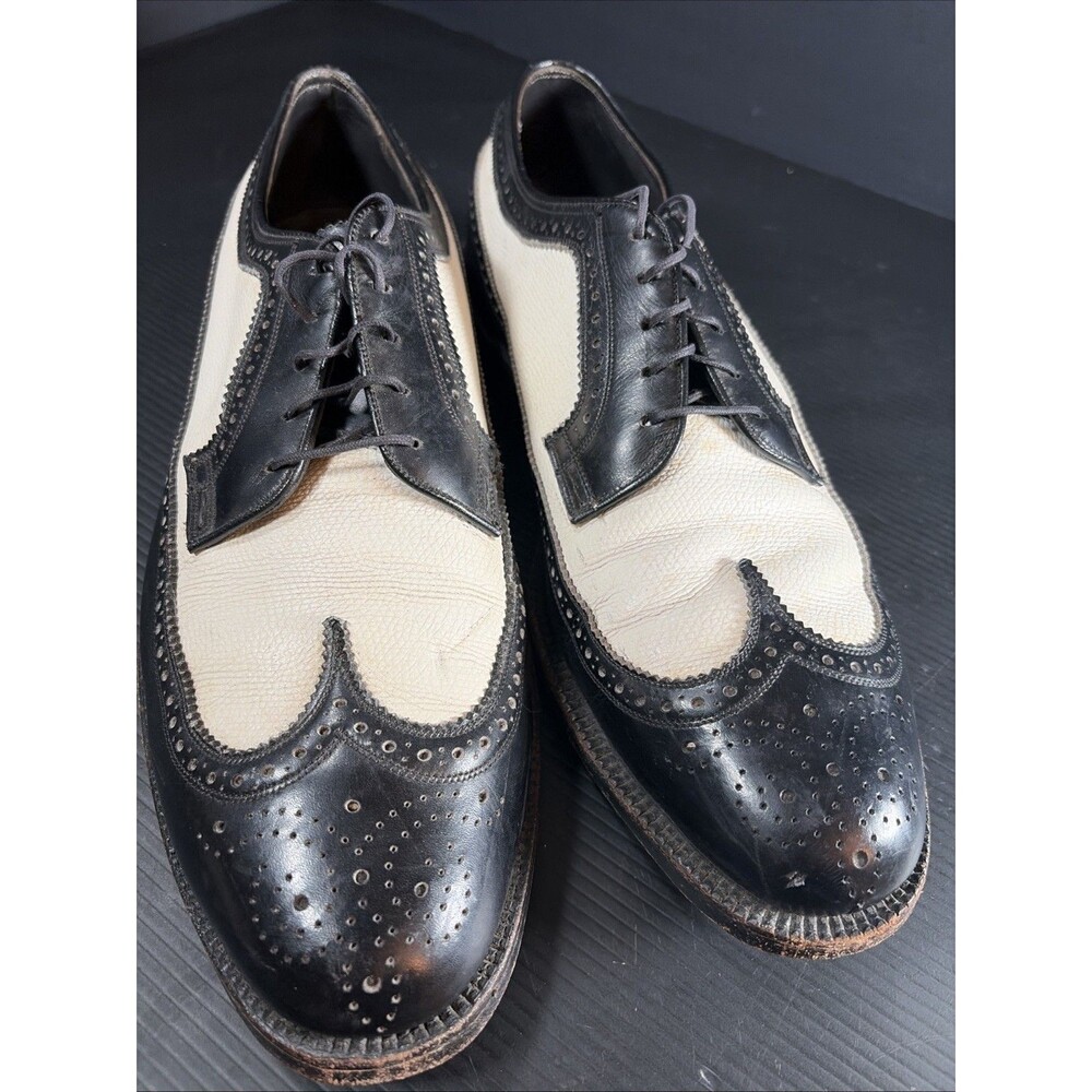 Vtg 1950’s Florsheim Imperial Spectator Brogue Pebble Grain Men 10.5 D